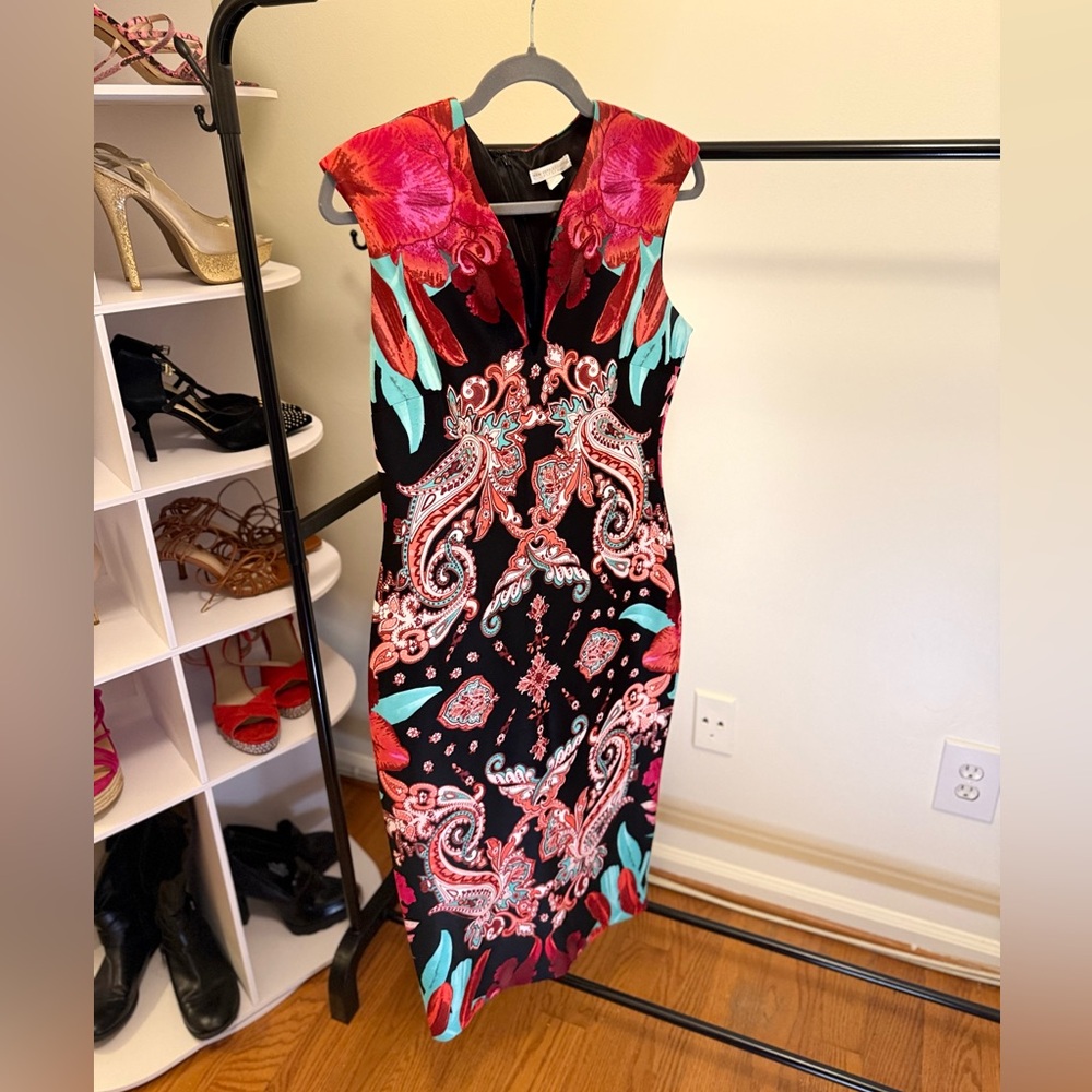 New York & Company Vibrant Paisley Midi Dress